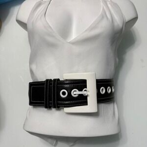 Vintage Chinese Laundry Grommet Belt Black Wide Statement Belt